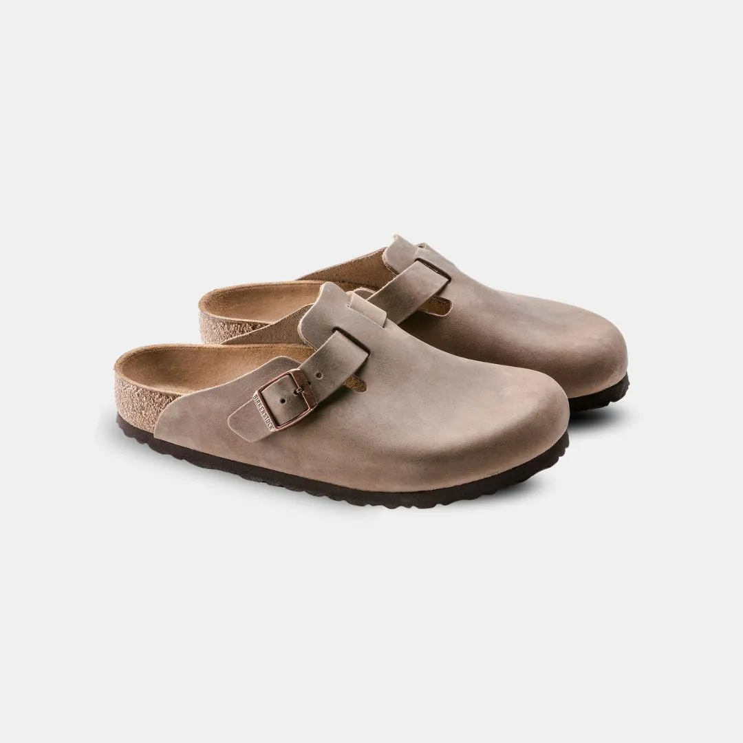 Birkenstock Boston Natural Leather Oiled Narrow Fit Unisex Tabacco Brown