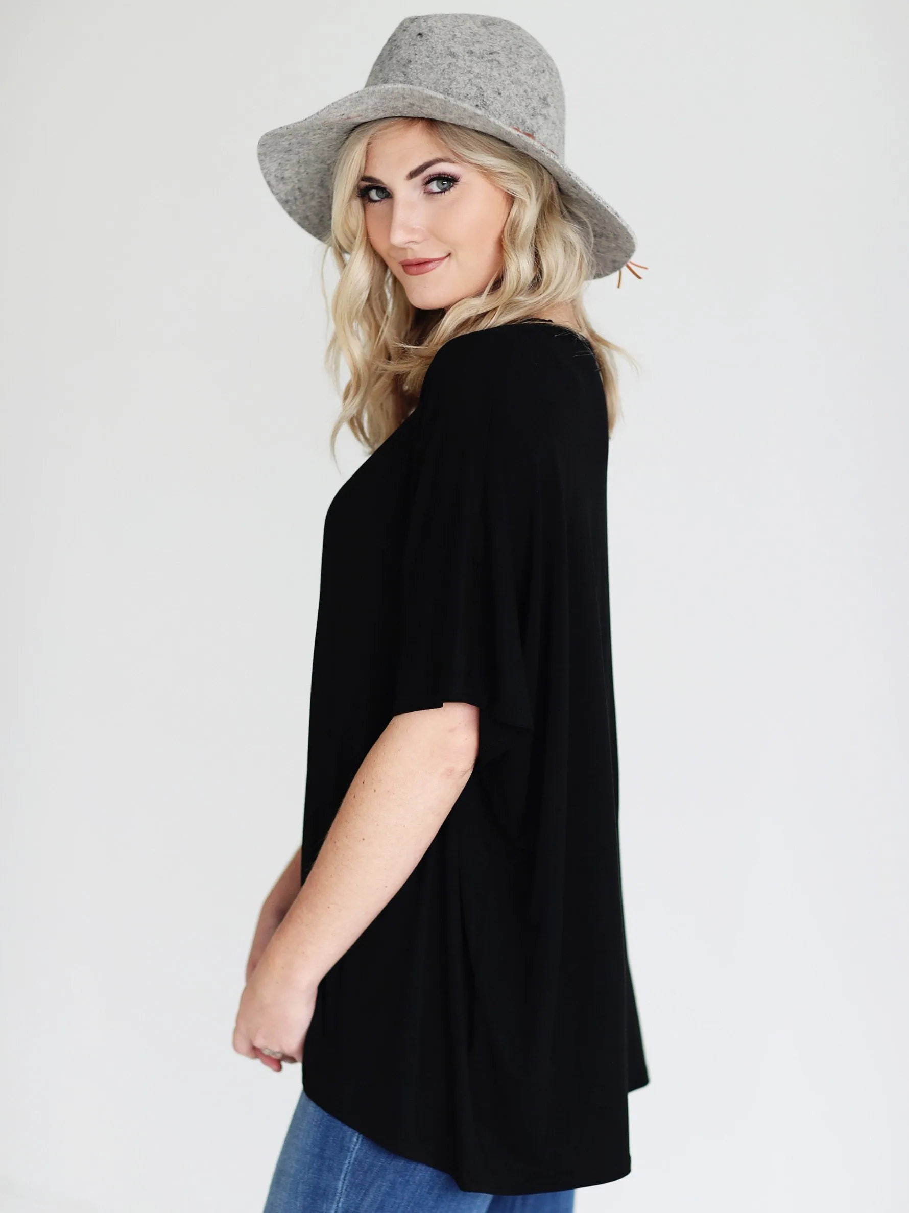 Black DLMN Slouchy Oversized Top