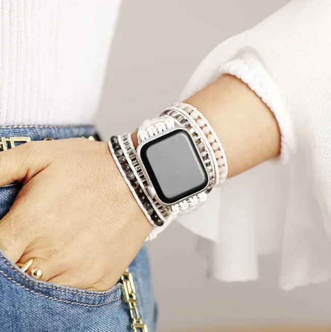 Bracelet pour Apple Watch en Labradorite Blanche Pour Protection