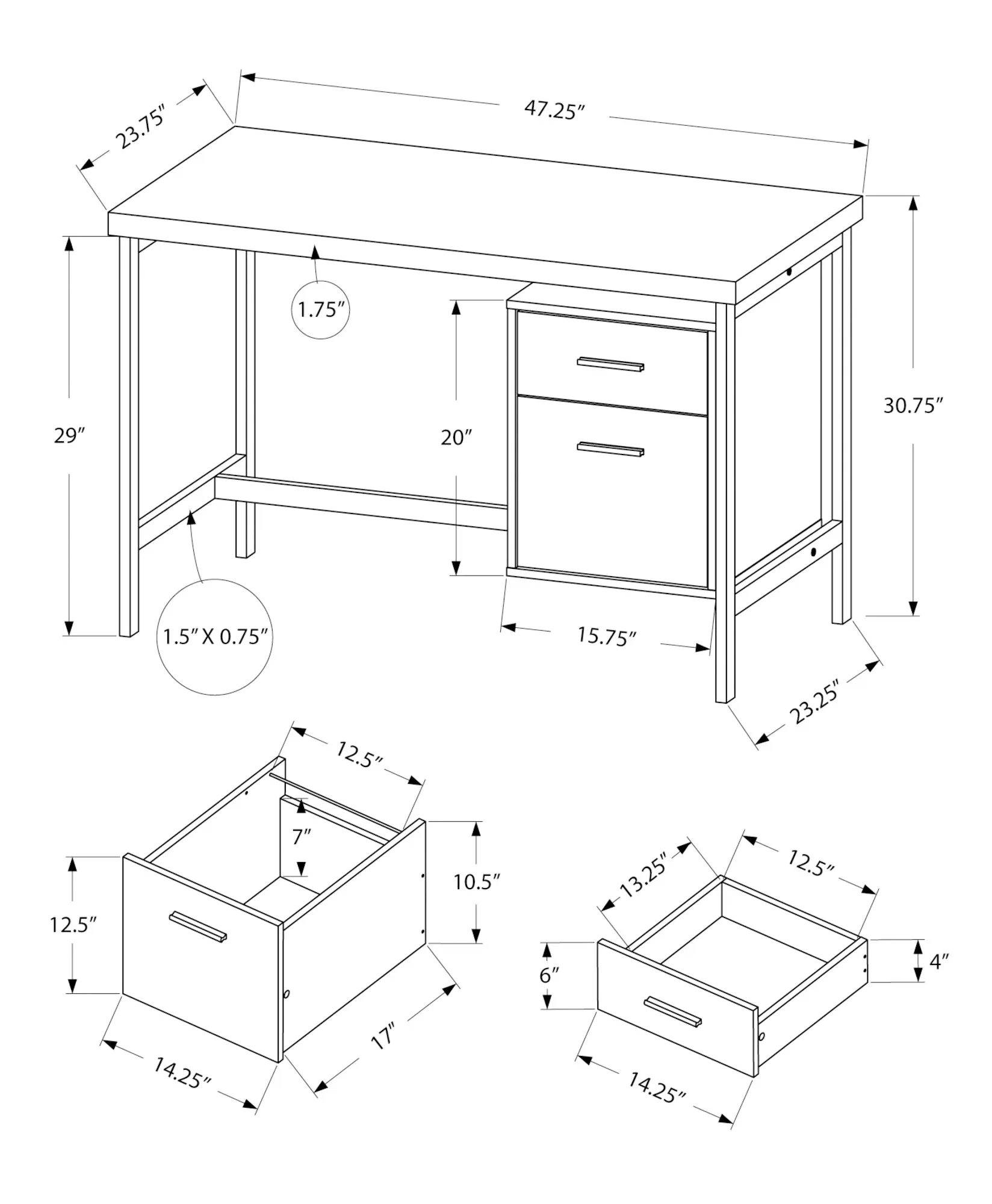 Bureau d'ordinateur de couleur noir et gris métallique (I 7437)