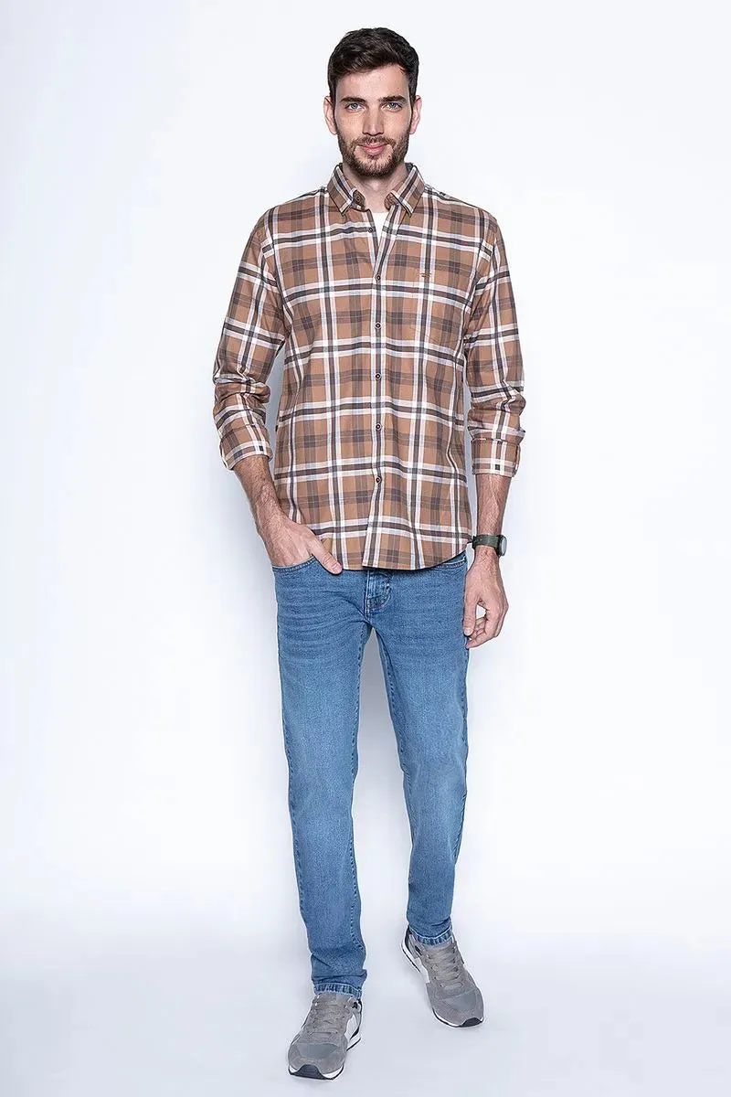 Camisa Hombre Checkered Denver F Camel