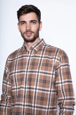 Camisa Hombre Checkered Denver F Camel