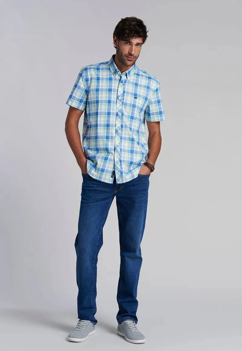 Camisa Hombre Checkered Kansas F Turquoise