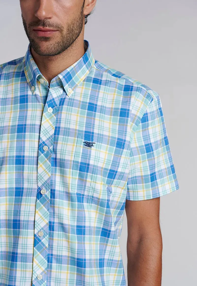 Camisa Hombre Checkered Kansas F Turquoise