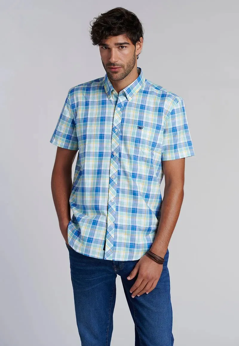 Camisa Hombre Checkered Kansas F Turquoise