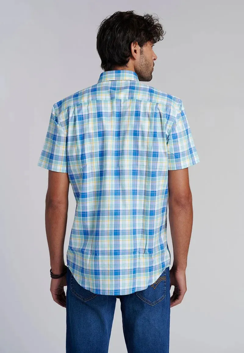 Camisa Hombre Checkered Kansas F Turquoise