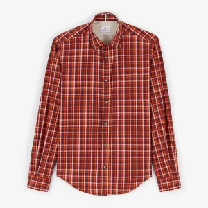 Chemise manches longues à carreaux rouge brique