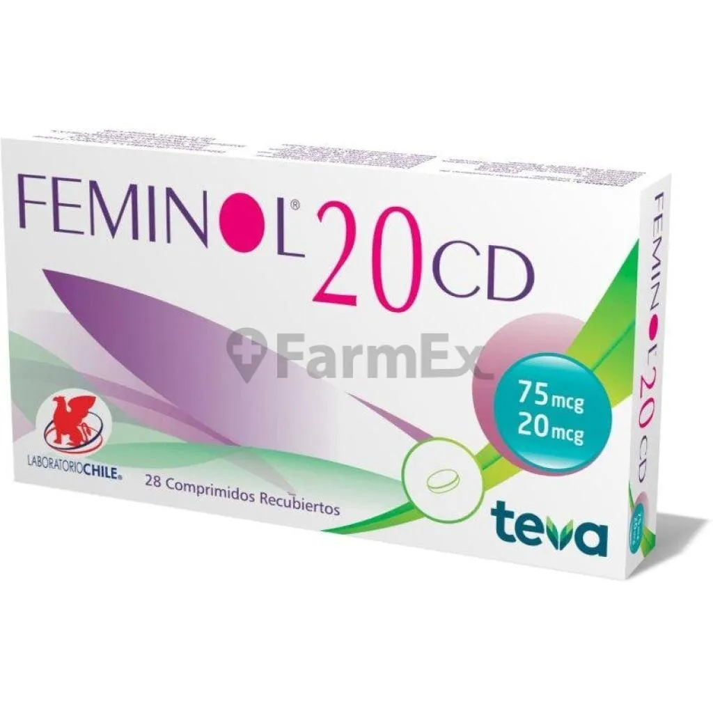 Feminol 20 CD x 28 comprimidos susc-1 de 5 meses