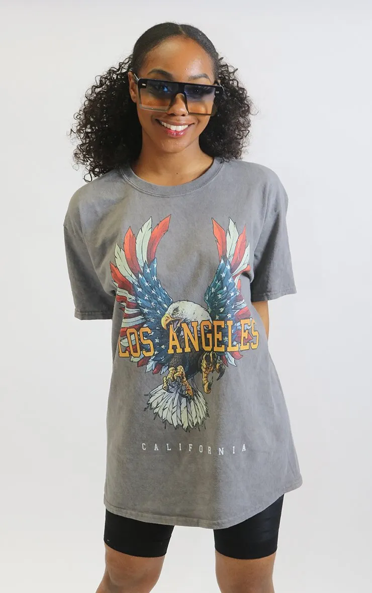 Los Angels California USA Eagle Charcoal T-Shirt