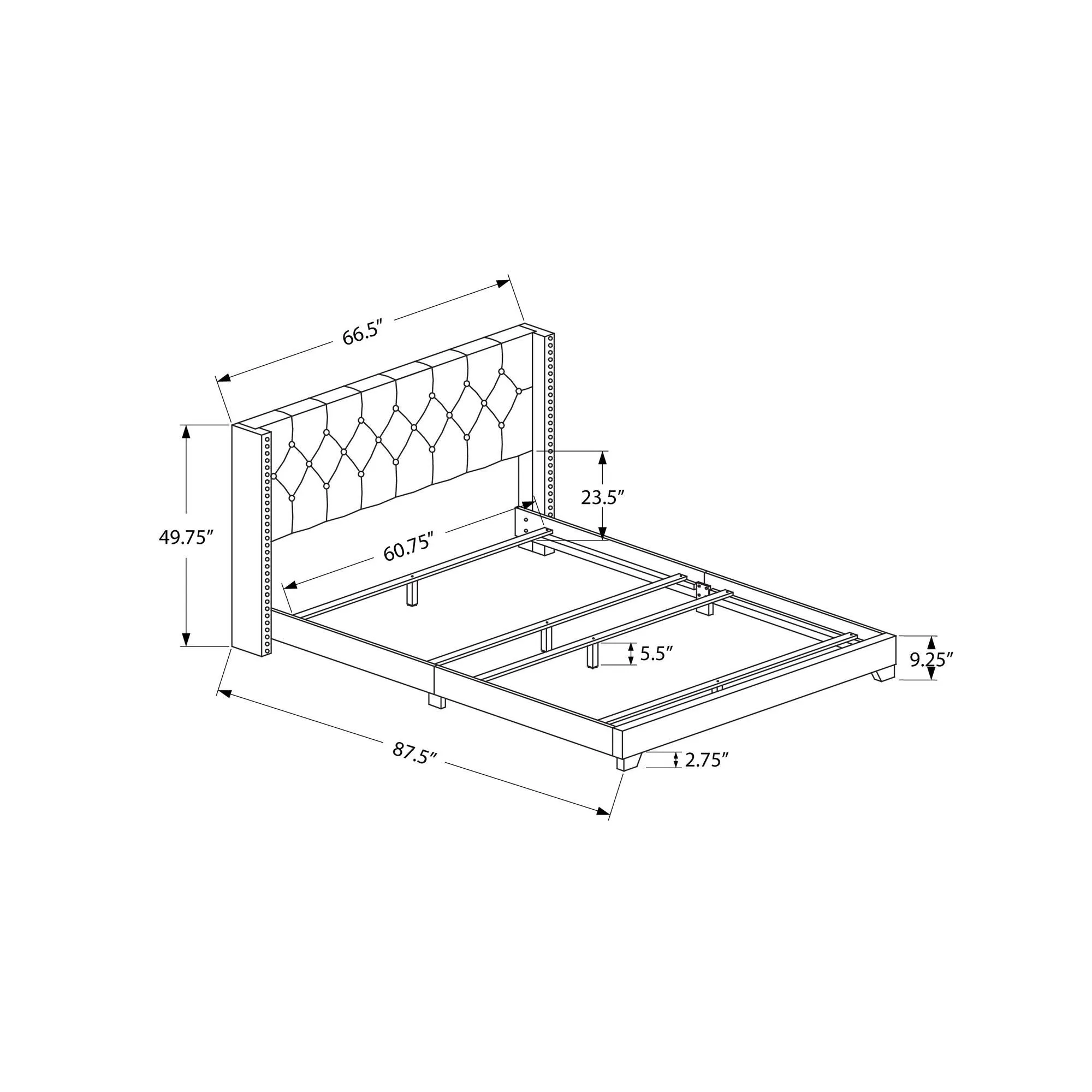 Monarch Grand lit plateforme rembourré I 5986Q