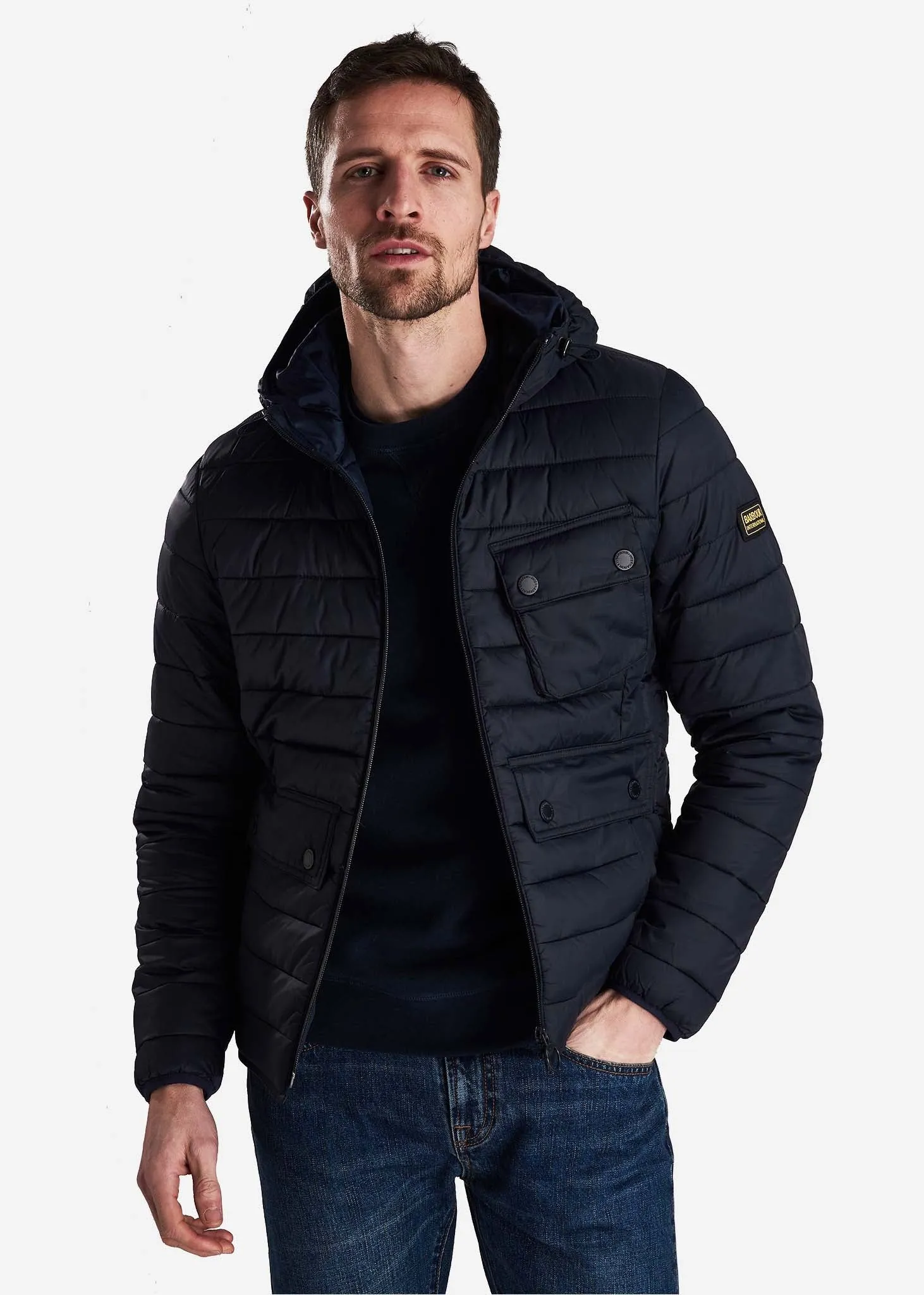 Ouston hooded quilt - navy