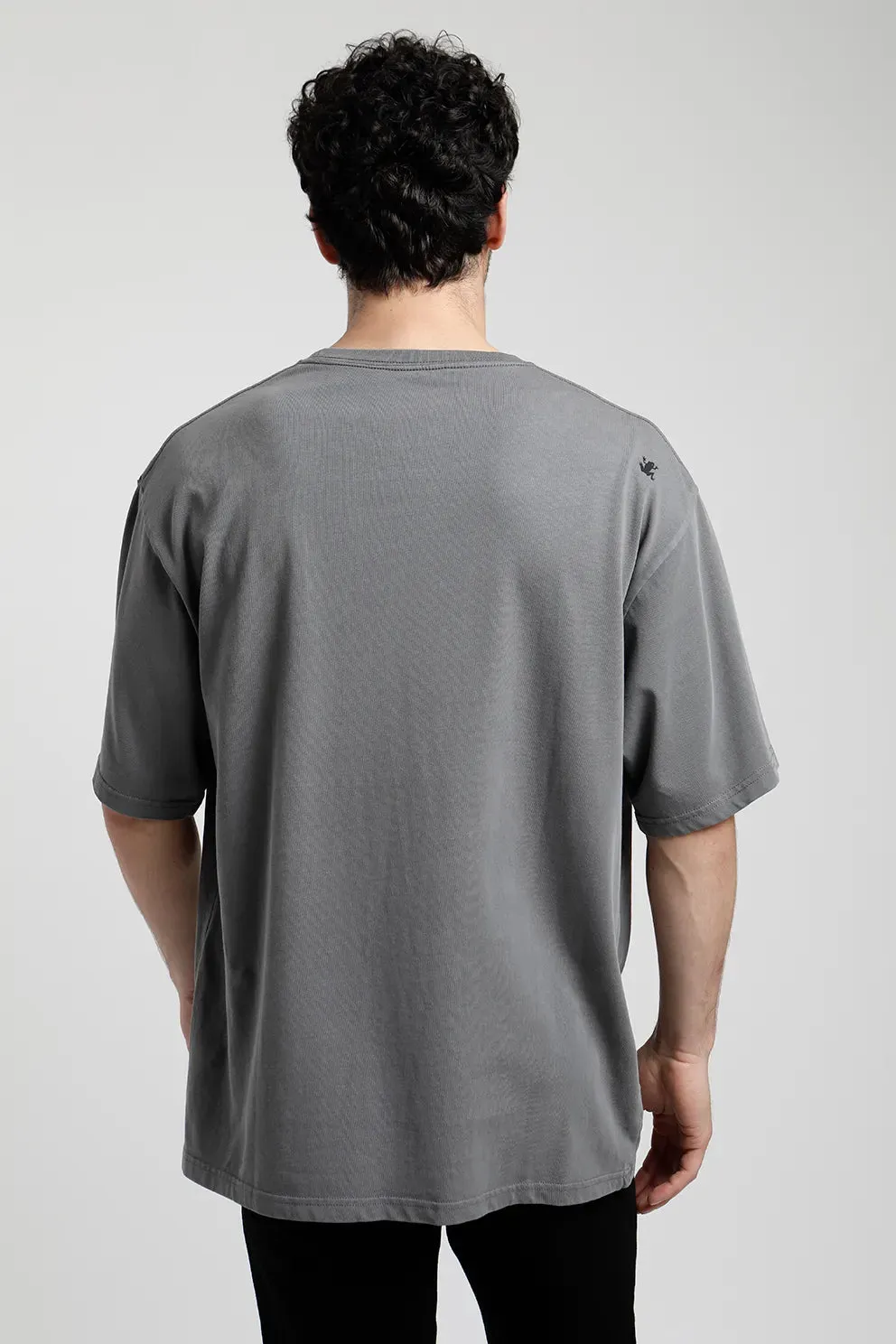 Polera manga corta hombre Oversize gris - Algodón orgánico