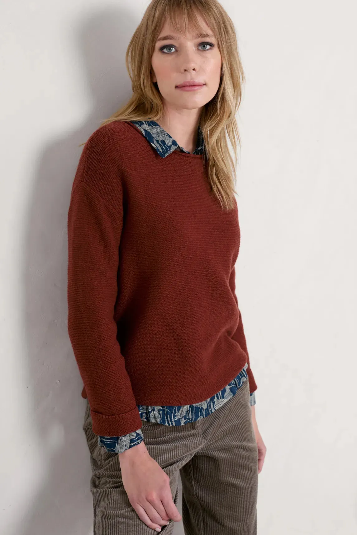 Rode trui met boothals | Seasalt Cornwall fruity jumper II burgundy