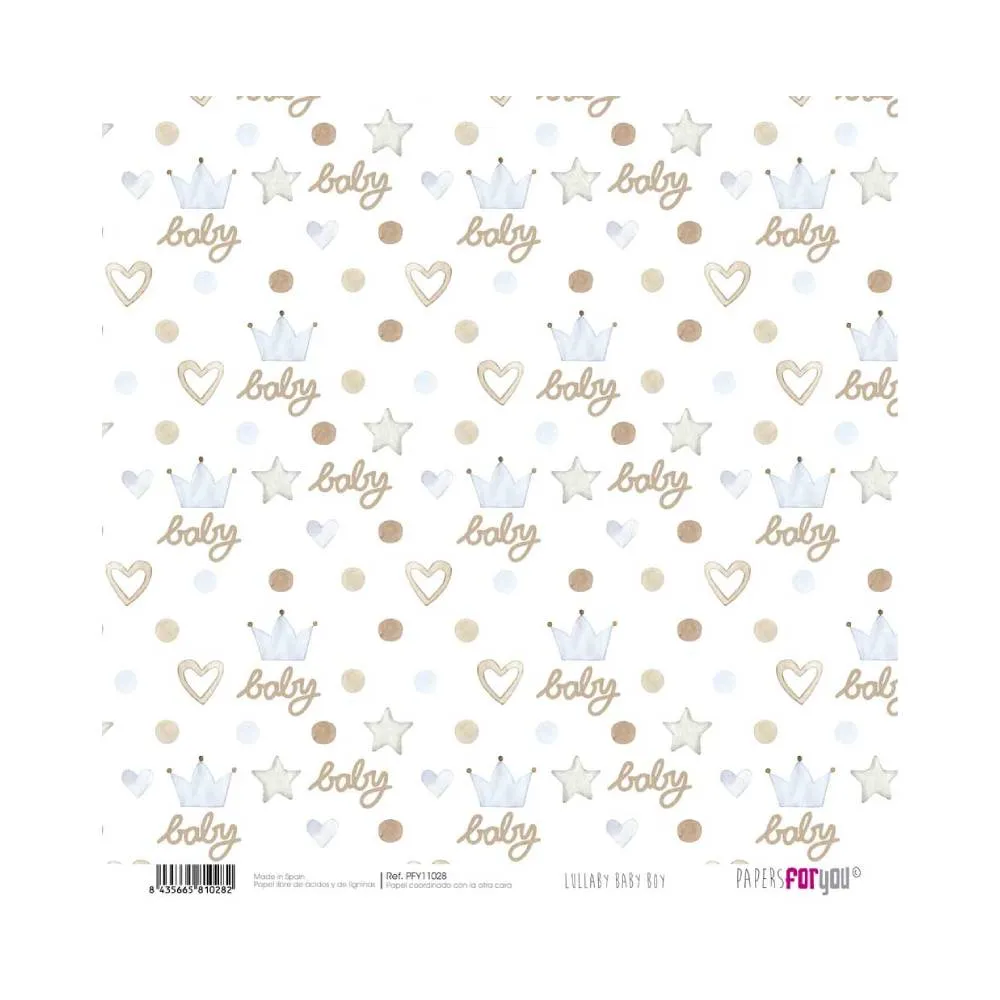 Set 24 Papeles Scrap 20x20cm Lullaby Baby Boy Papers For You