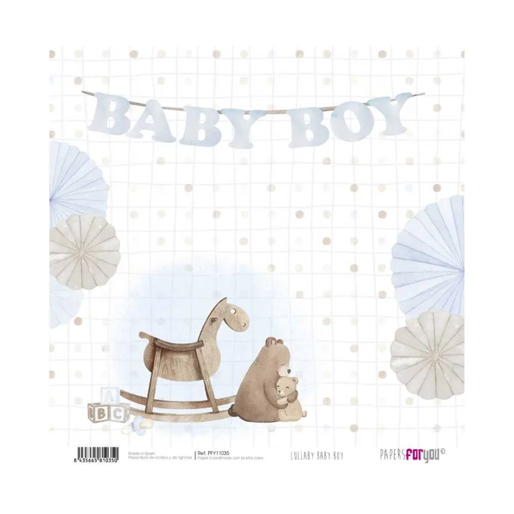 Set 24 Papeles Scrap 20x20cm Lullaby Baby Boy Papers For You