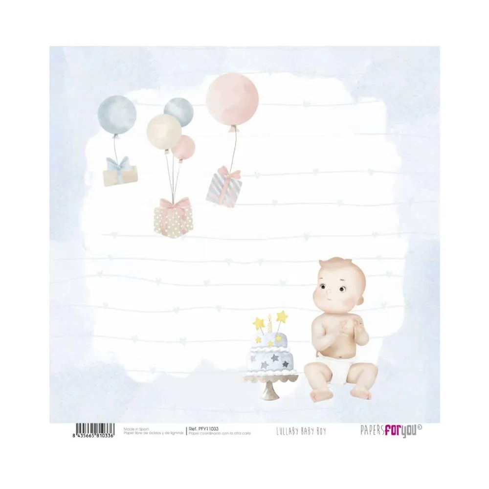 Set 24 Papeles Scrap 20x20cm Lullaby Baby Boy Papers For You