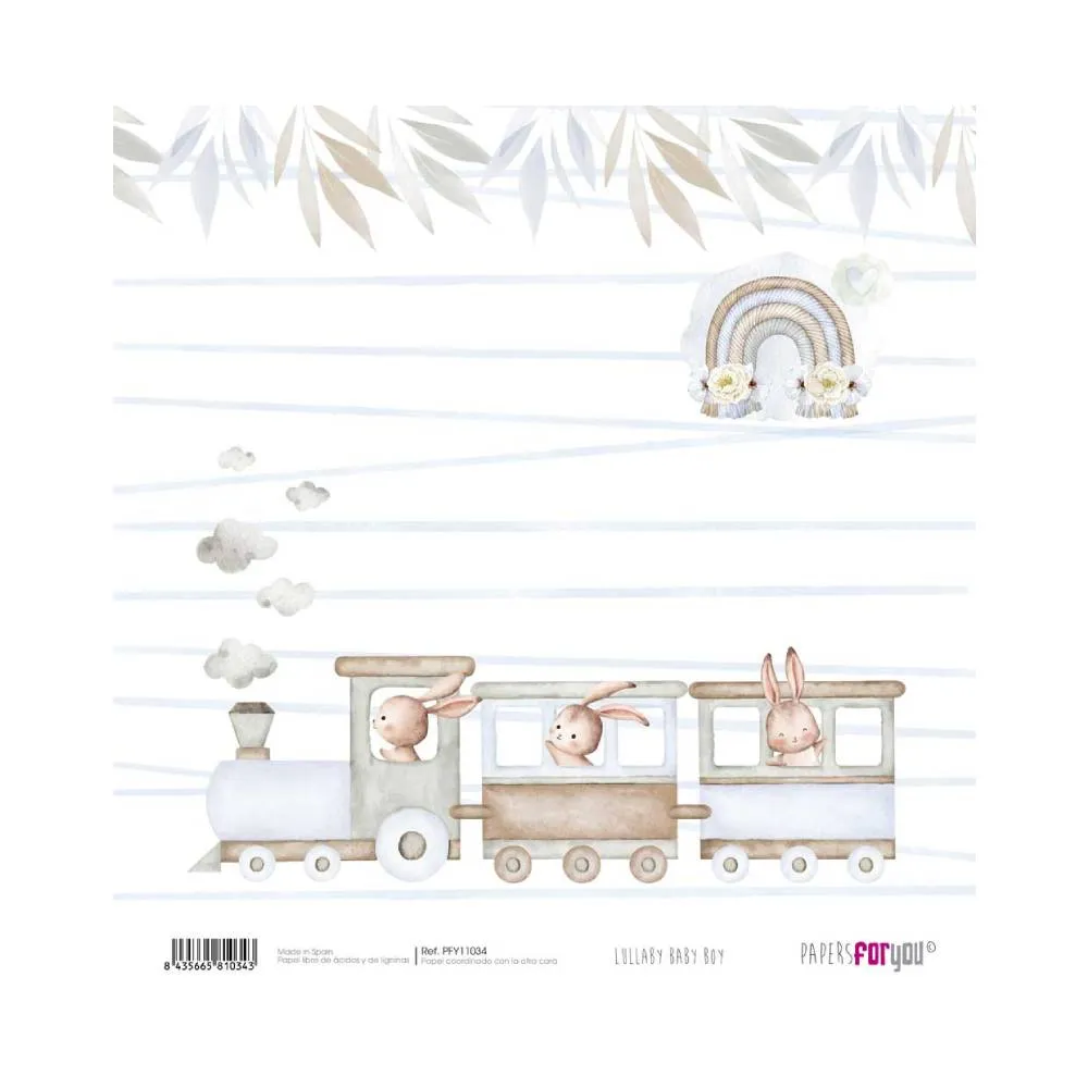 Set 24 Papeles Scrap 20x20cm Lullaby Baby Boy Papers For You