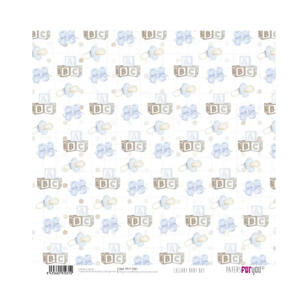 Set 24 Papeles Scrap 20x20cm Lullaby Baby Boy Papers For You