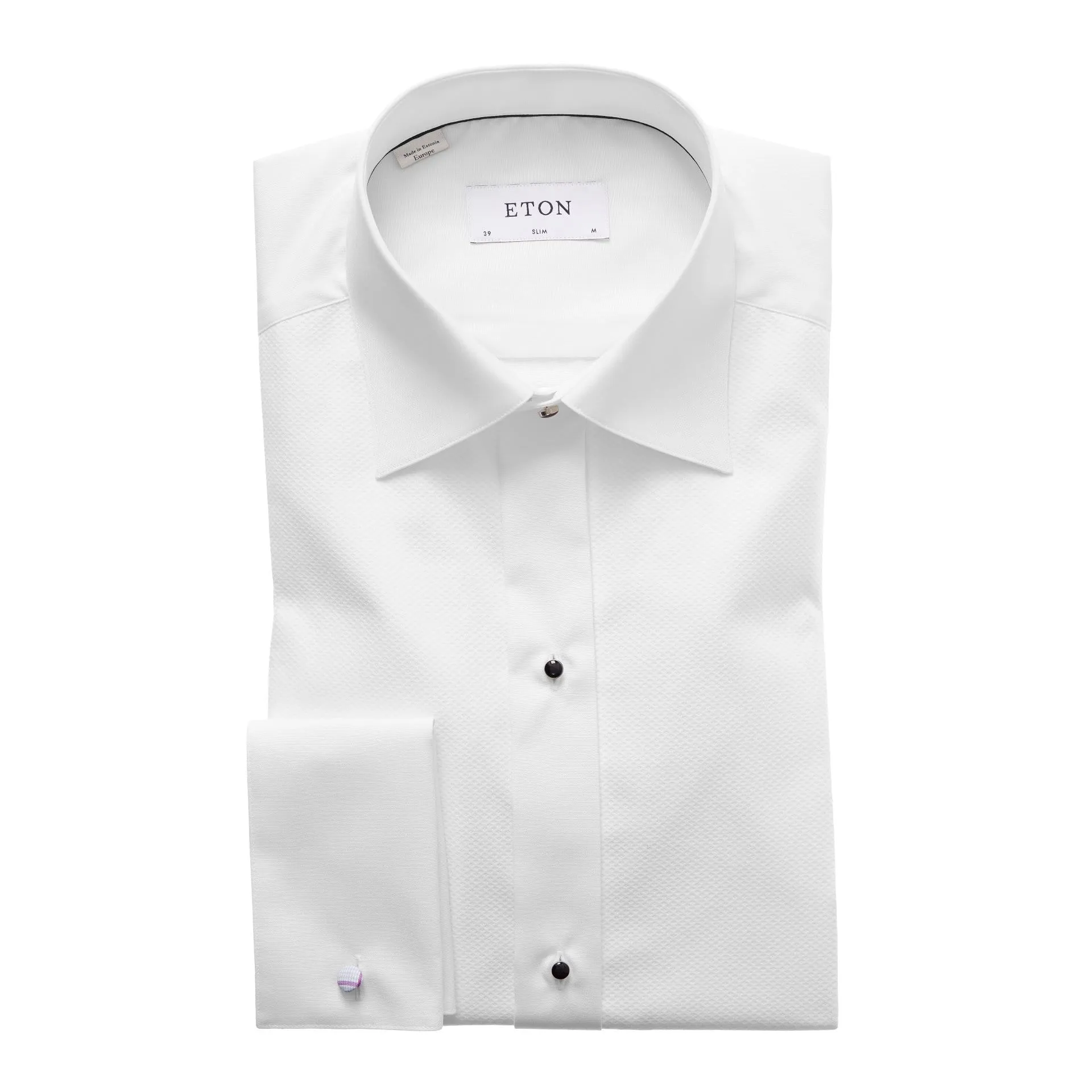 Slim Fit Piqué Black Tie Shirt