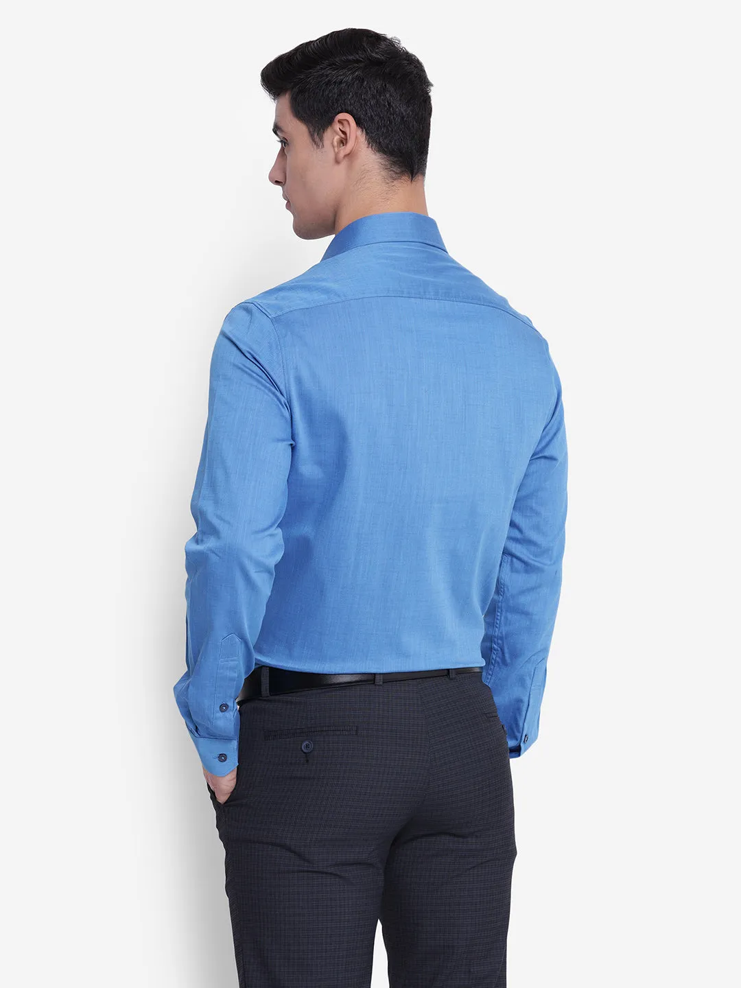 Solid Blue Slim Fit Formal Shirt