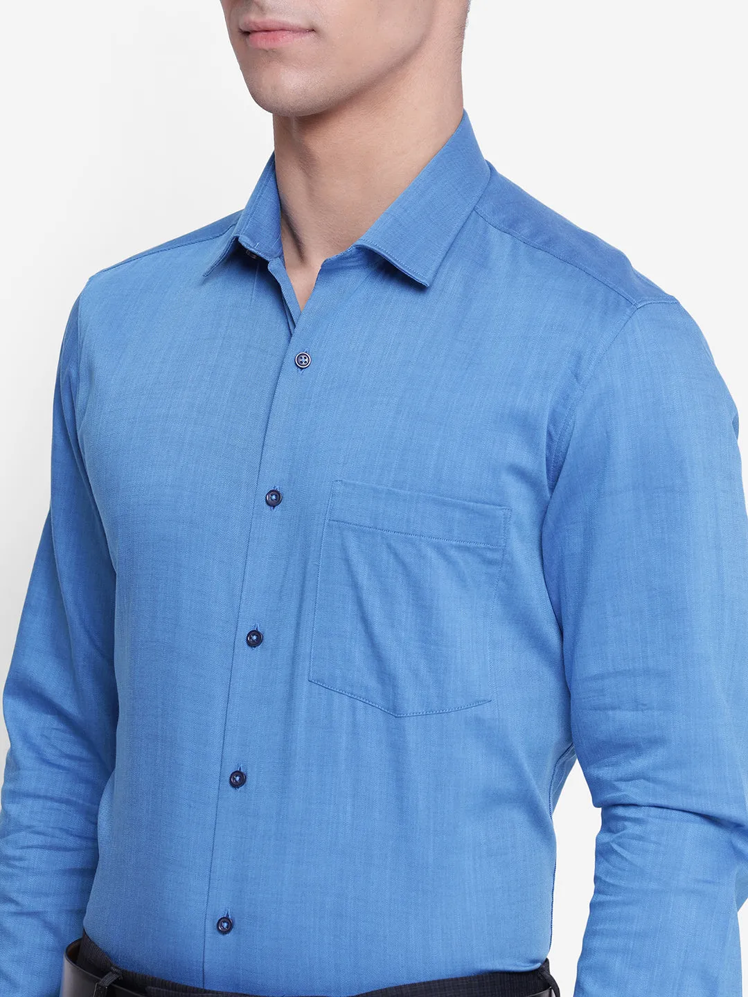 Solid Blue Slim Fit Formal Shirt