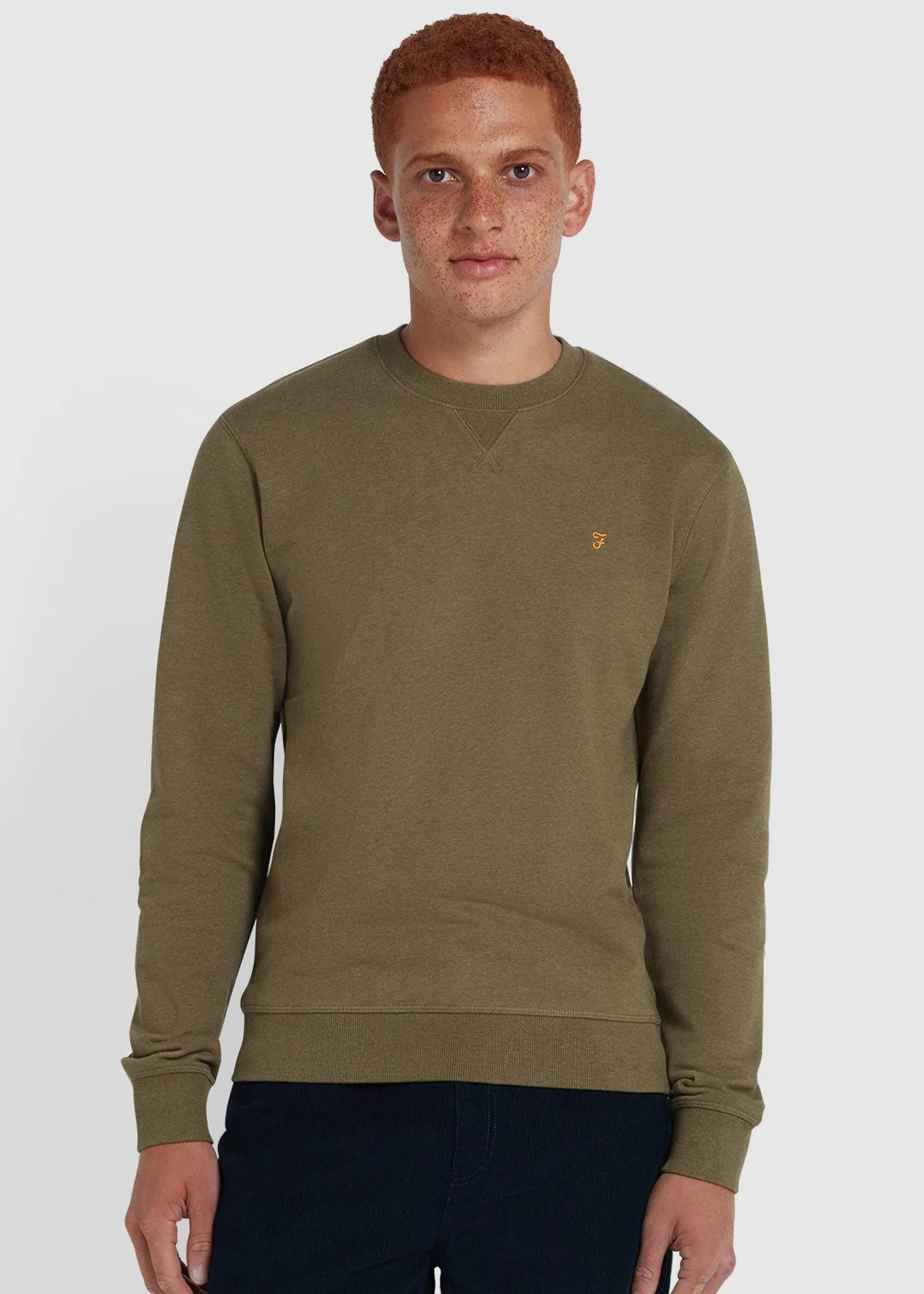 Sweatshirt tim new crew - farah khaki marl